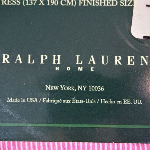 Vintage Lauren Ralph Lauren Full Flat Sheet Cape May Narrow Stripe Pink USA Made - Picture 5 of 9